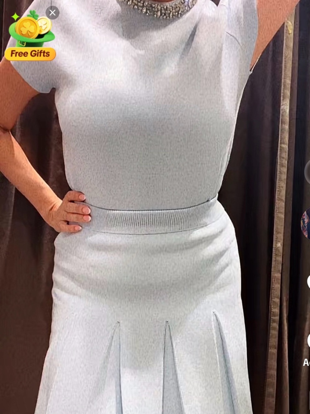 Zara Pale Blue Knit Top and skirt set